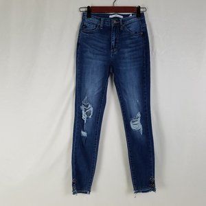 Kancan Jeans Juniors Size 3 High Rise Womens Skinny Leg Distressed Blue‎ Denim
